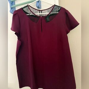 Ann Taylor Deep Red Lace Accent Dress